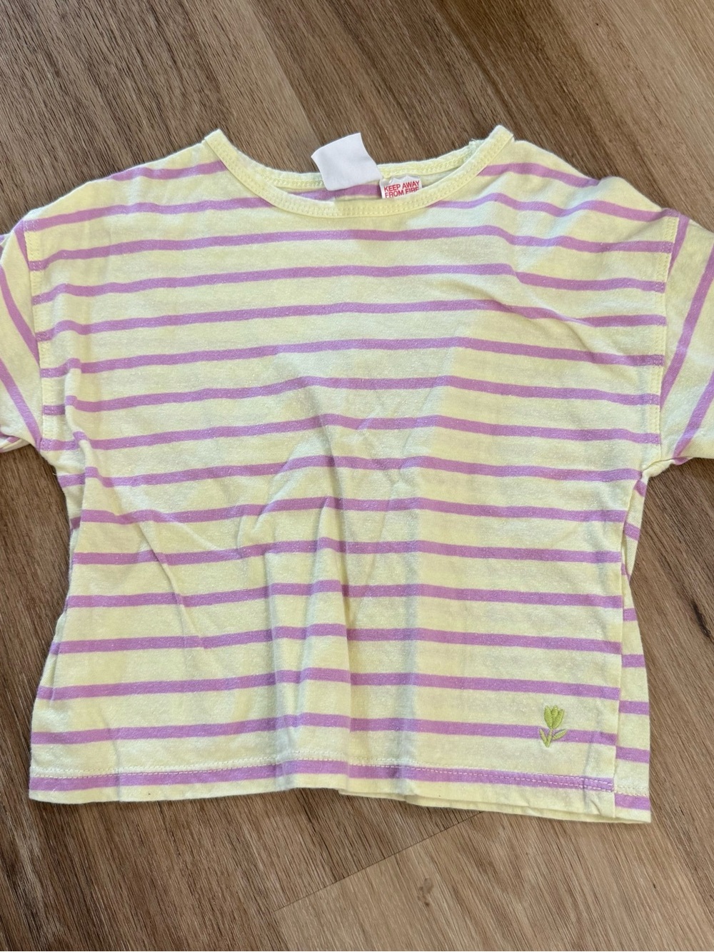 Zara Yellow & Lavender Striped Short Sleeve Tee